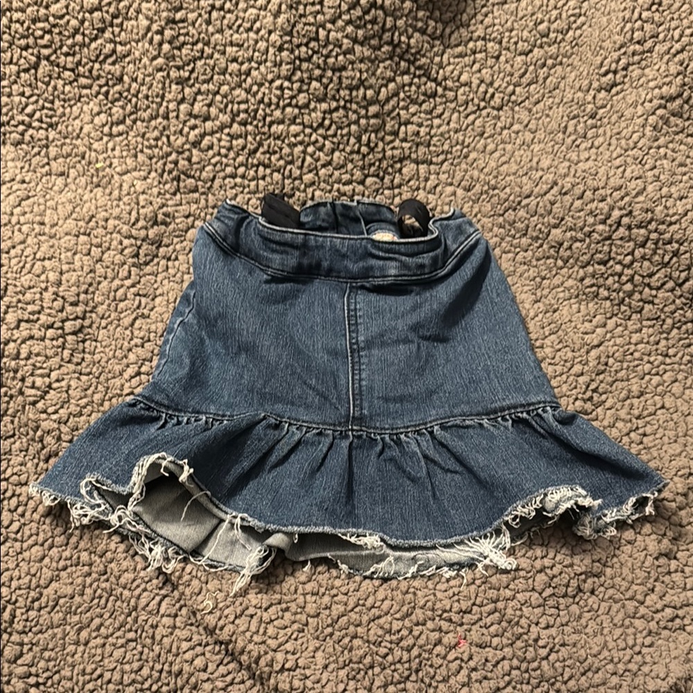 Cat & Jack Blue Denim Raw Edge High Low Skirt size 6/6x
